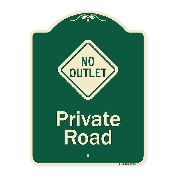 Designer Series-Private Road With No Outlet Symbol Green, 24" x 18", G-1824-9773
